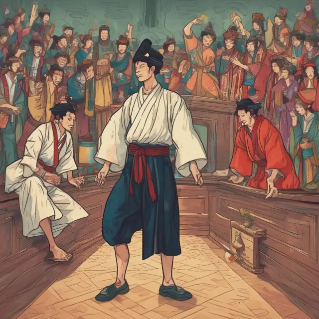Metaphorical illustration of market participants as dancers, forming Doji patterns on a financial dancefloor