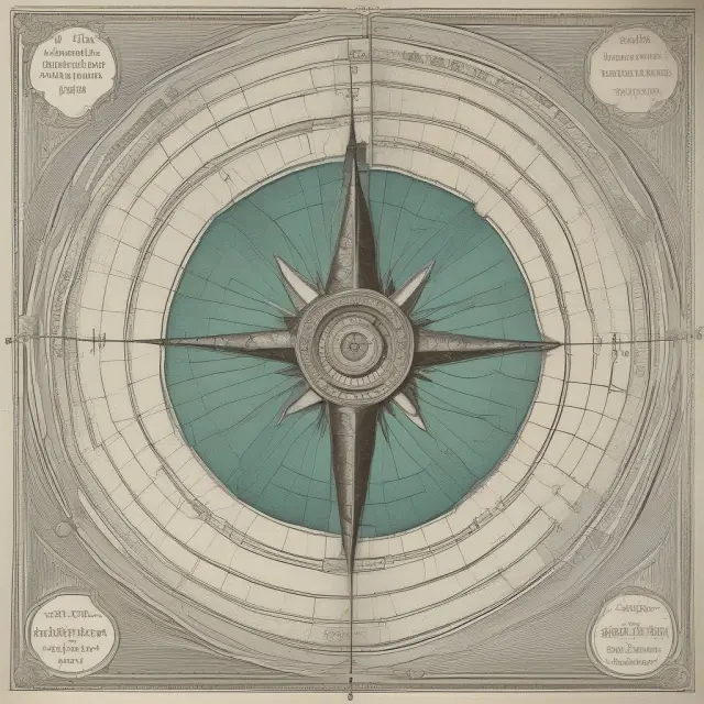A compass with a dollar sign sailing through stormy, wavy seas of various bond charts and graphs, representing the use of portfolio dollar duration to navigate interest rate risk.