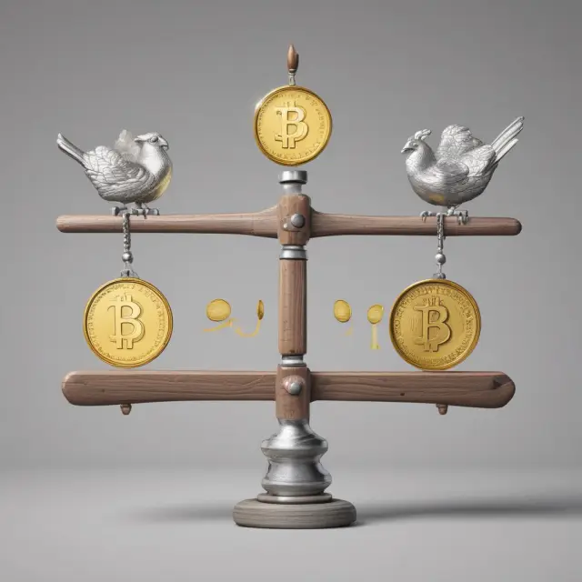 Seesaw with gold and silver coins representing the benefits and drawbacks of dollar-cost averaging