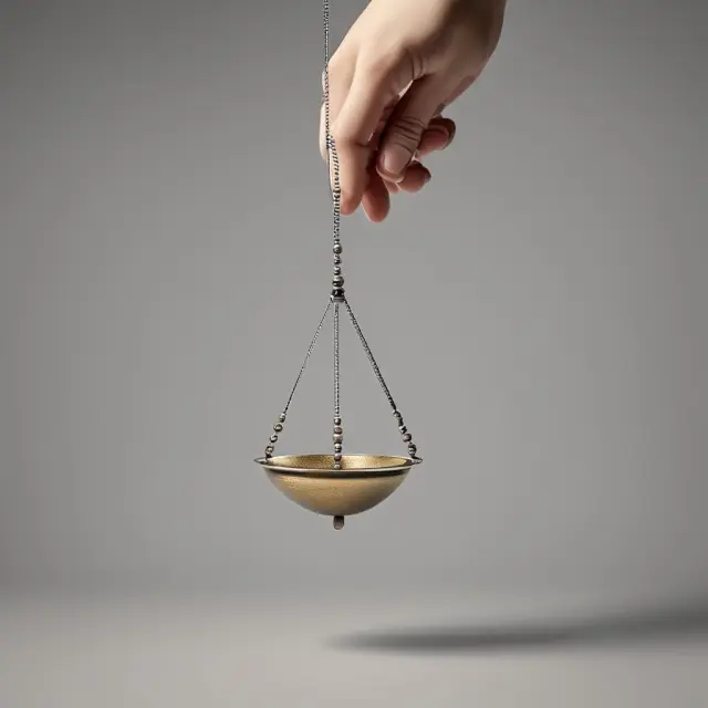 Image of a pendulum swinging back and forth between two hands representing the balance of dollar-cost averaging: consistent investment and volatile markets