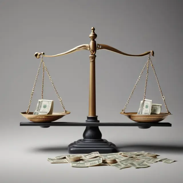 Scale balancing with a US dollar representing monetary stability for an economy