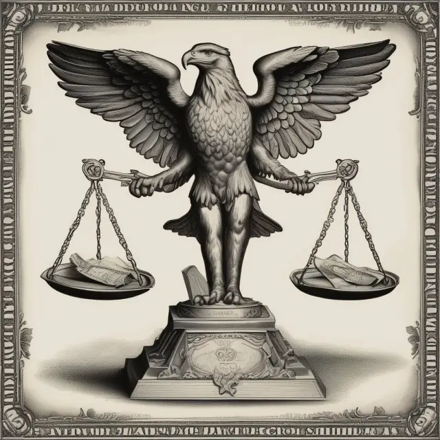 An eagle balances a U.S. dollar on one head while weighing monetary policy autonomy in its talons