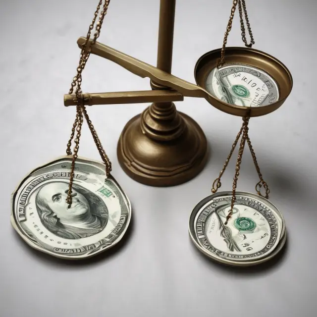 A balanced scale represents economic stability through dollarization while an empty, unbalanced scale symbolizes the loss of monetary policy autonomy.