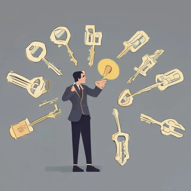 Person holding keys for various residences and a golden key symbolizing the permanent domicile