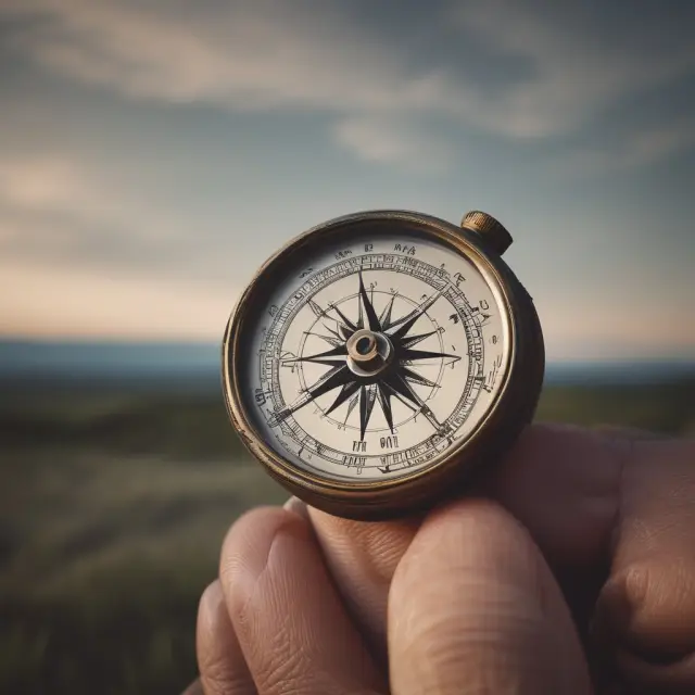 Compass illustrating the process of finding and establishing a new legal address (domicile)