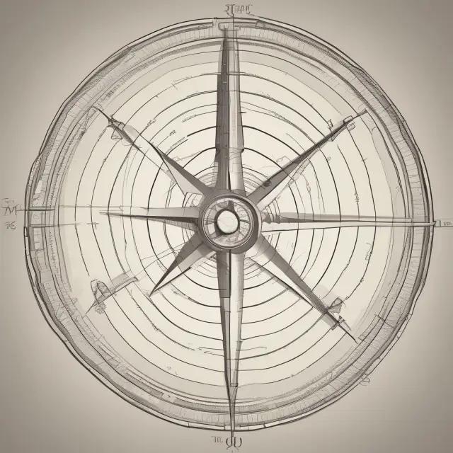 Visualization of Donchian Channels as a compass for traders, with upper channel (UC) representing bullish trends and lower channel (LC) depicting bearish patterns.