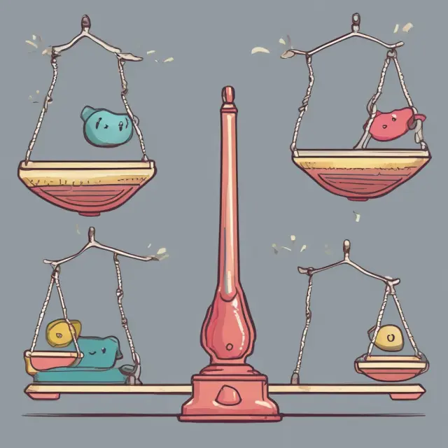 Scales with one side losing weight faster (advantages) and the other slower (disadvantages) illustrating the double declining balance depreciation method.