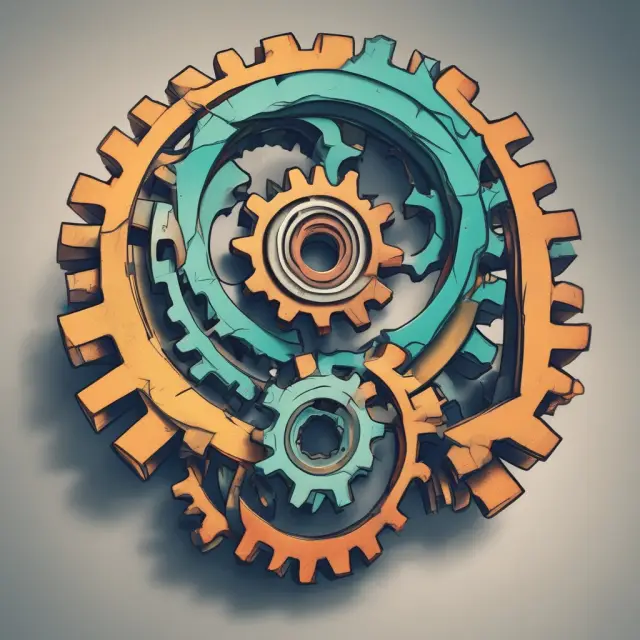 Two gears symbolizing declining book value and changing salvage value in Double Declining Balance (DDB) Depreciation