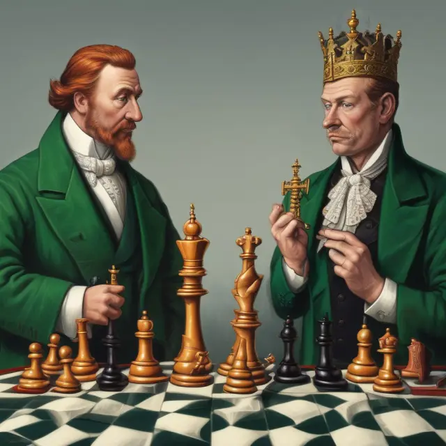 Two opponents face off in a chess game, representing corporations and governments. Double Irish with a Dutch sandwich is the strategic pawn in this ongoing tax battle.