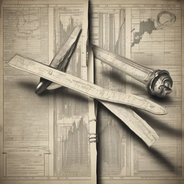 Visual representation of double taxation as a double-edged sword with financial charts and scales.