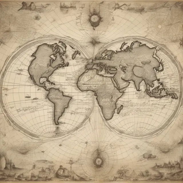 An ancient map illustrates a double bottom pattern with potential profit targets and stop loss levels indicated, representing wise trading strategies