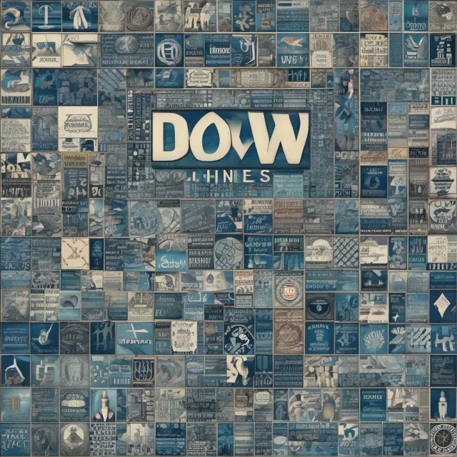 An image of thirty interconnected blue-chip companies creating a captivating mosaic, symbolizing the Dow Jones Industrial Average