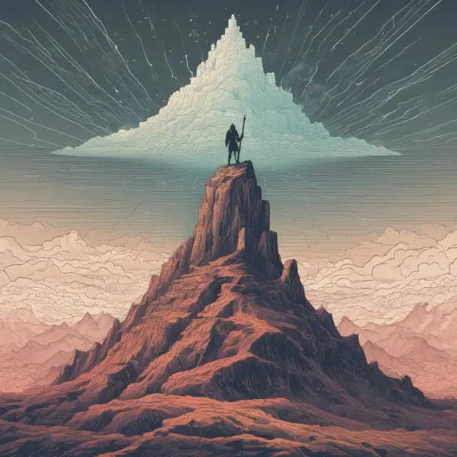 An investor on a mountaintop observes a sea of interconnected credit default swaps forming the CDX Index, representing diverse risk levels and effective risk management