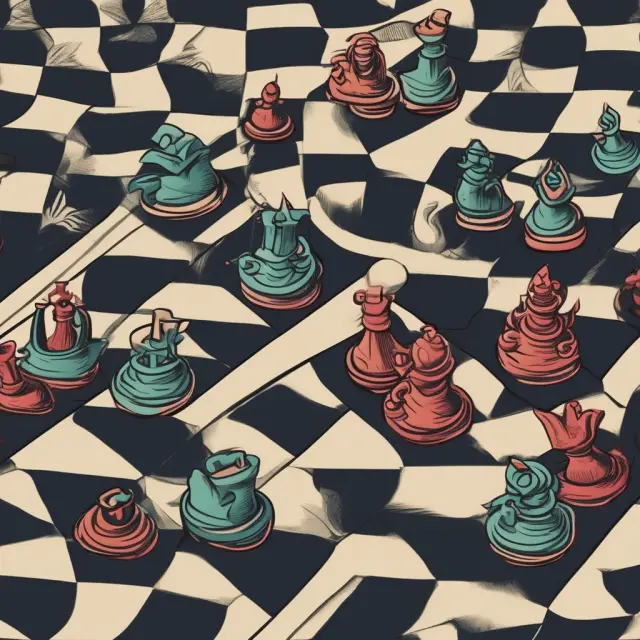 Four elements symbolizing credit, market, operational, and liquidity risks in a dynamic chessboard scene, representing risks in CDX investments