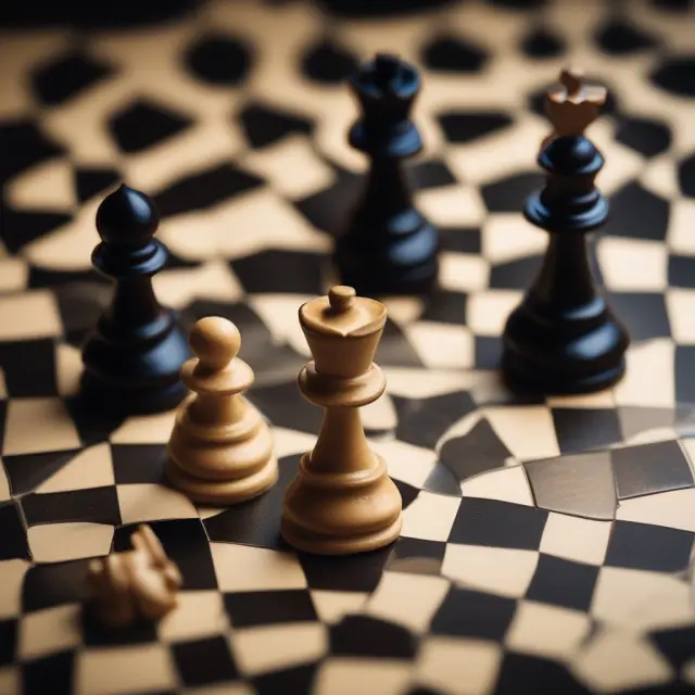 Investor playing a strategic chess game of up-rounds and down-rounds, determining startup valuations