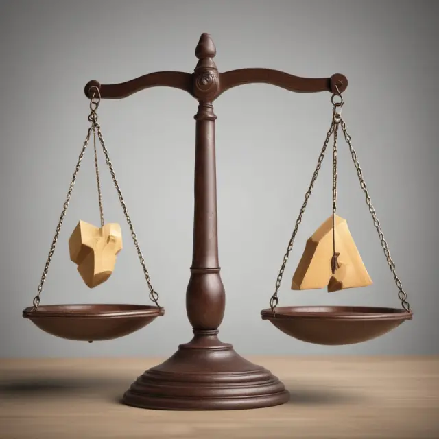 An image of a balanced scale representing investment risks; one pan holding downside risk, and the other showcasing upside potential.