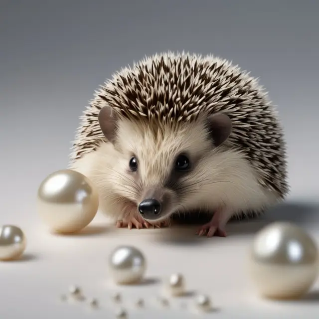 A hedgehog guards a pearl with spiky stop loss orders protecting it from falling market values