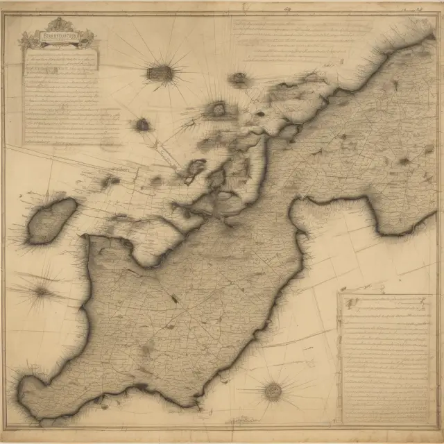 Ancient map guiding the journey to oil reservoirs, depicting exploration, drilling, and extraction