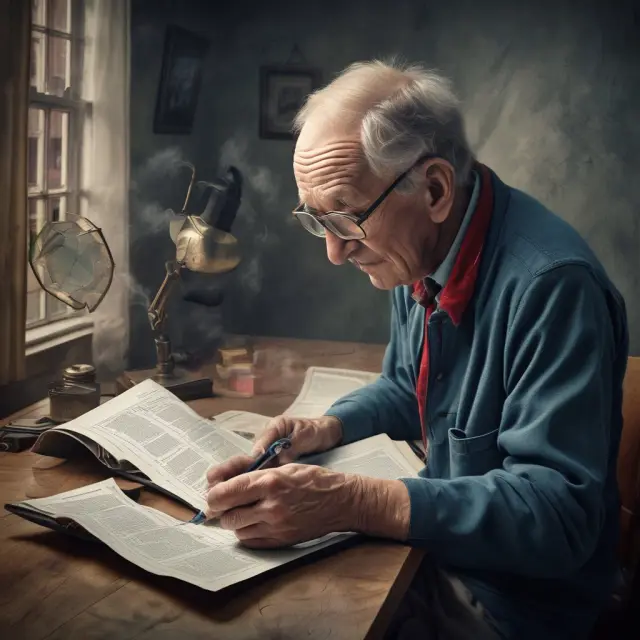 Retired investor poring over stock price drawdowns amidst volatile market conditions.
