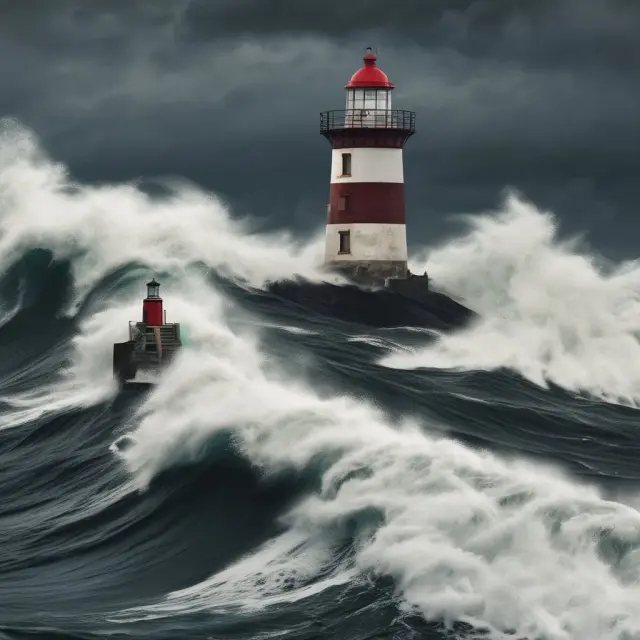 A retiree braves stormy financial waters, maintaining a balanced and flexible portfolio to minimize drawdown risks