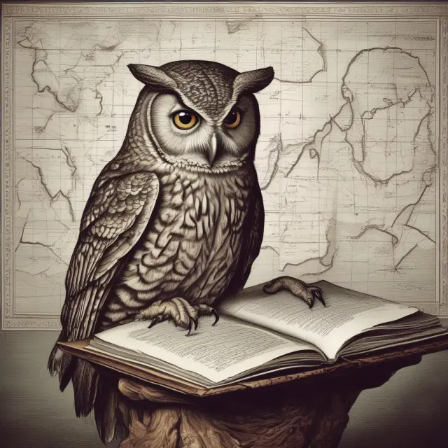 A wise owl carefully examines financial graphs, symbolizing an investor
