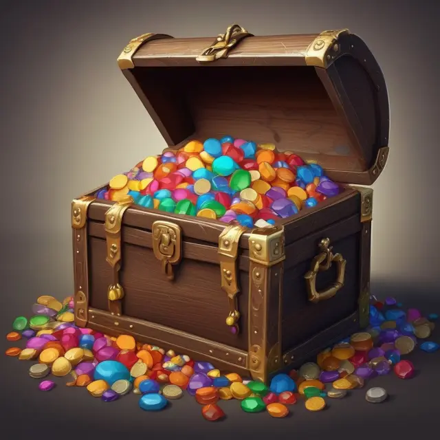 Golden treasure chest with various liquid assets and dry powder for investment opportunities