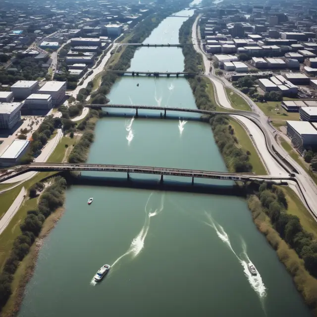 A flowing river representing Days Sales Outstanding (DSO) separating various industries, emphasizing the importance of accurate comparisons.