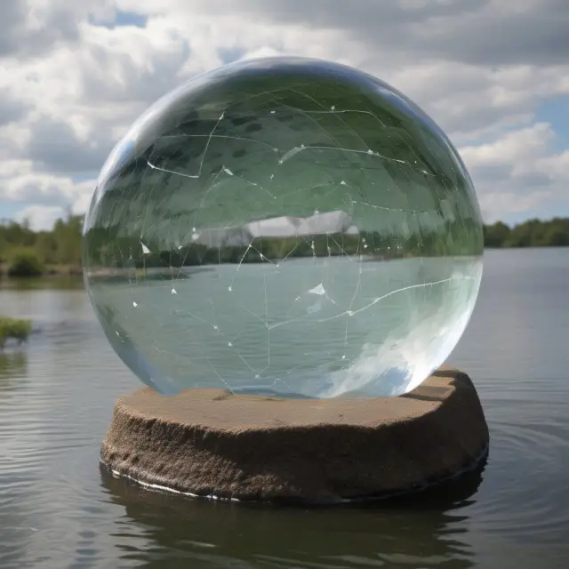 Crystal ball with DSO data displayed on a river representing accounts receivable