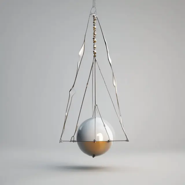 Image: A large pendulum swinging between two labels,