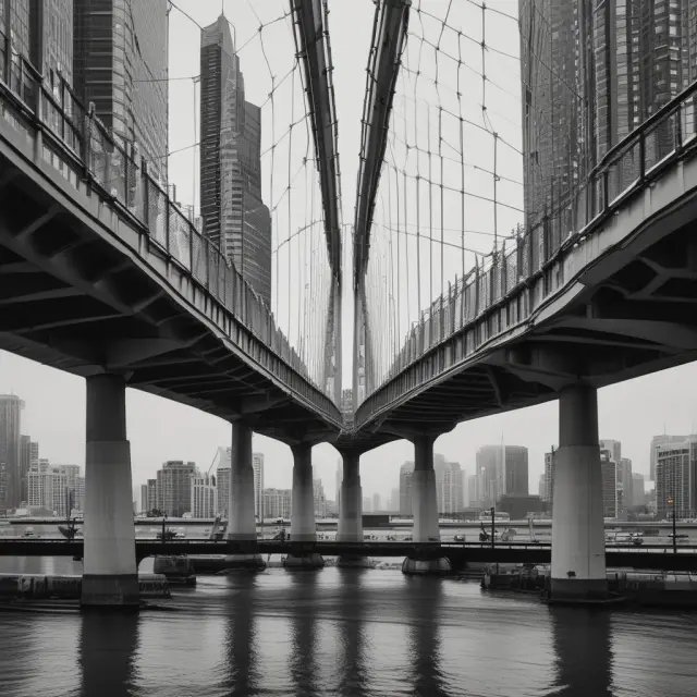 Image of a sturdy bridge connecting two banks or brokerages as securities are transferred between them during the settlement process