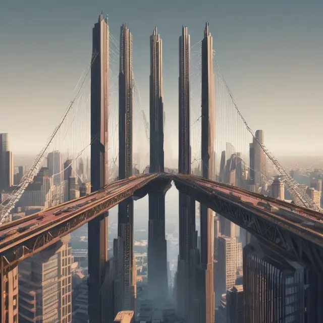 Image of a bridge connecting two stock market towers, each displaying various American Depositary Receipts (ADRs), representing companies