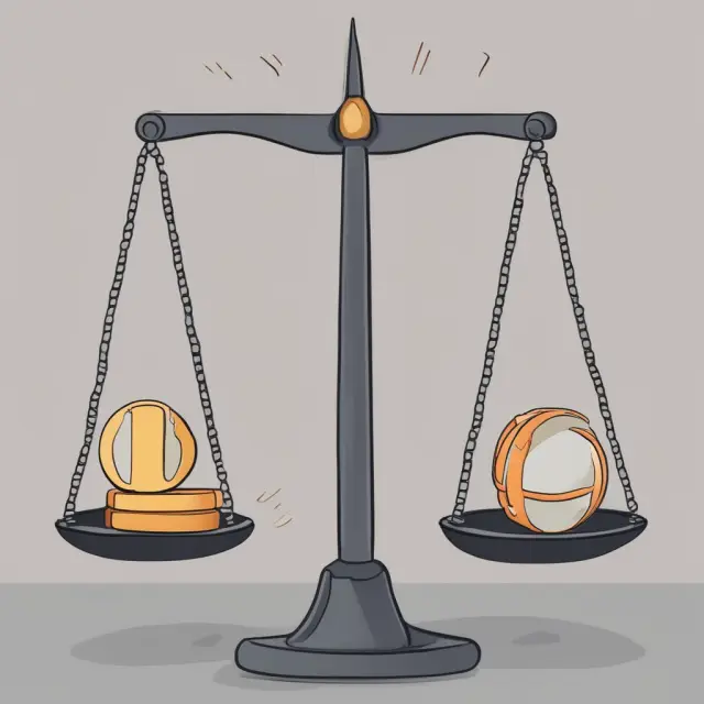 A scale with assets on one side (due from account) and liabilities on the other (due to account), illustrating balance in financial accounting.