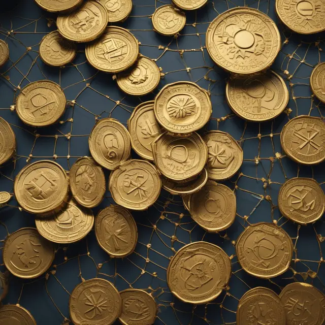 A vibrant image displaying interconnected gold coins representing intercompany receivables and various colored currencies symbolizing nostro accounts