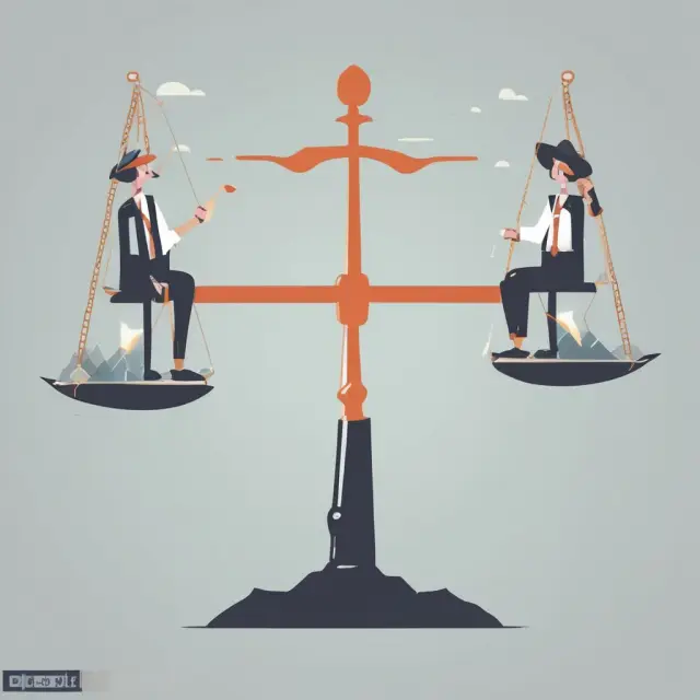 Businessman balancing scale with due to accounts and assets for financial statement analysis