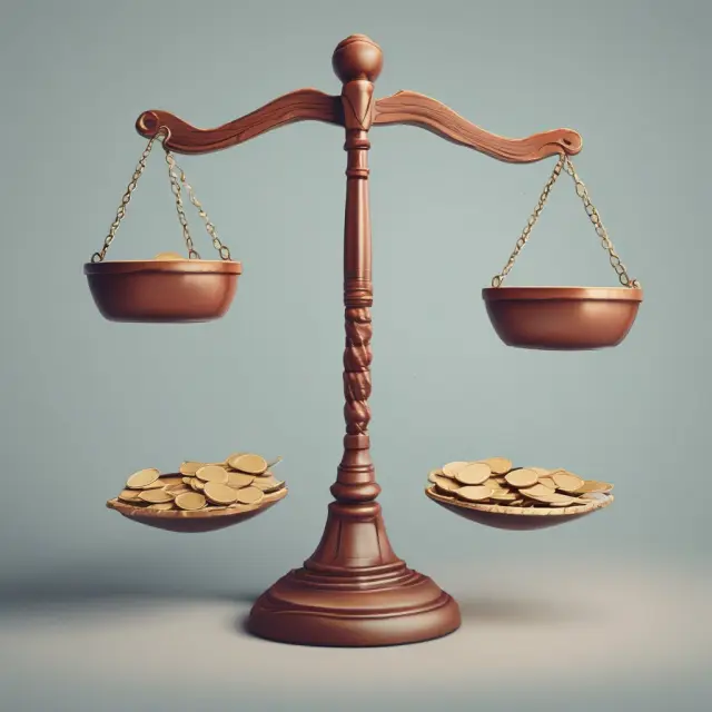 A set of scales tips slightly towards an overflowing basket representing due to accounts, emphasizing the importance of managing them for financial stability.