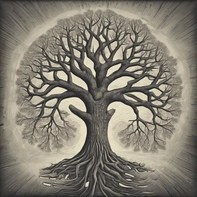A spinning vortex of liabilities, symbolizing due to accounts, surrounded by intertwining expense branches