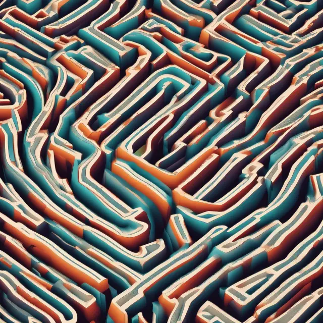 Labyrinth representing due diligence process, with paths for capitalization, revenue trends, competition, valuation multiples, and management analysis