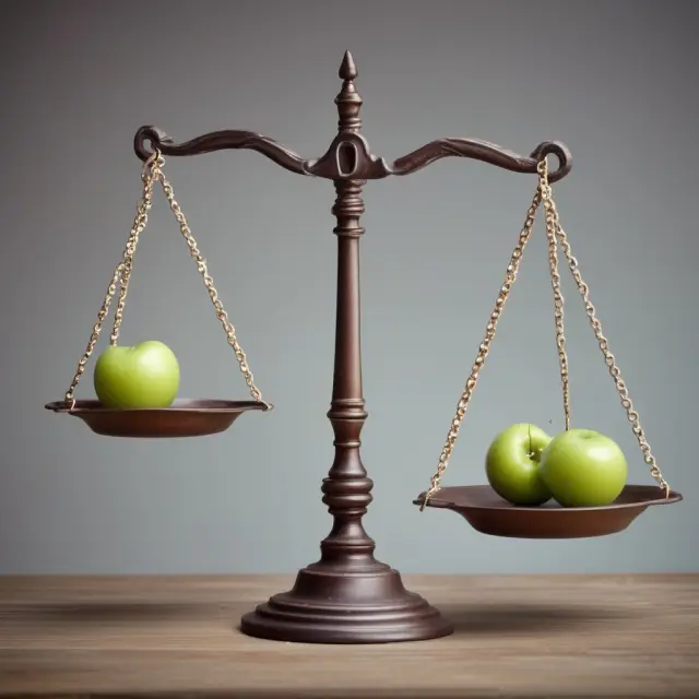 A balance scales with two sides: one piled high with gold bars (representing profits) and the other, a stack of ethical principles.
