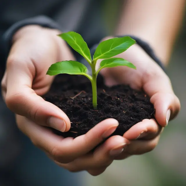 Person applying for a DUNS number, depicted as planting a seedling, with text: 