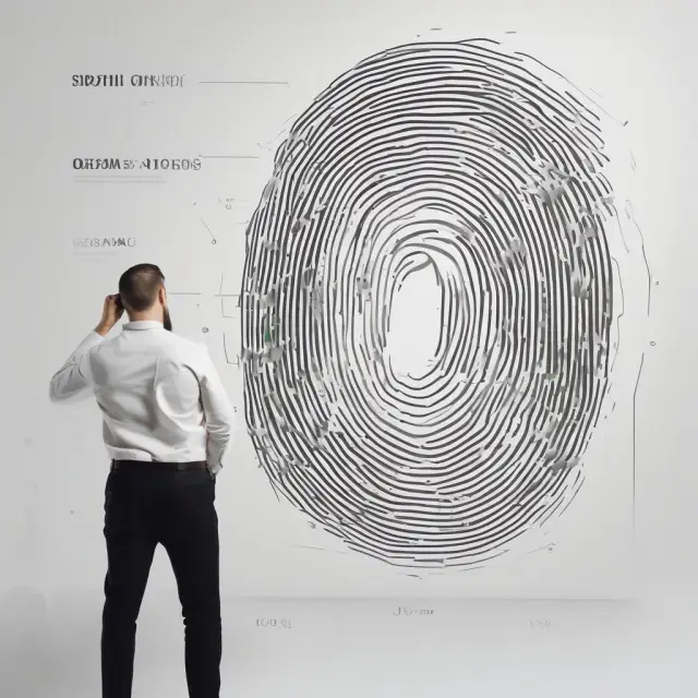 A set of unique fingerprints (DUNS Numbers) and a detailed portrait (Credit Reports) illustrating the distinct yet interconnected nature of business identification and financial standing