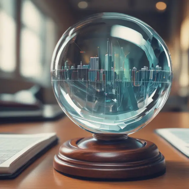 A crystal ball displaying three interconnected financial metrics representing net profit margin, asset turnover ratio, and equity multiplier to depict the process of calculating DuPont analysis.