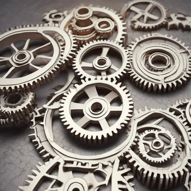 Three interconnected gears representing net profit margin, asset turnover ratio, and equity multiplier in DuPont Analysis