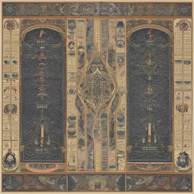 Two tapestries representing Companies A and B with their DuPont analysis components (net profit margin, asset turnover ratio, equity multiplier) interacting to reveal their industry-specific strengths