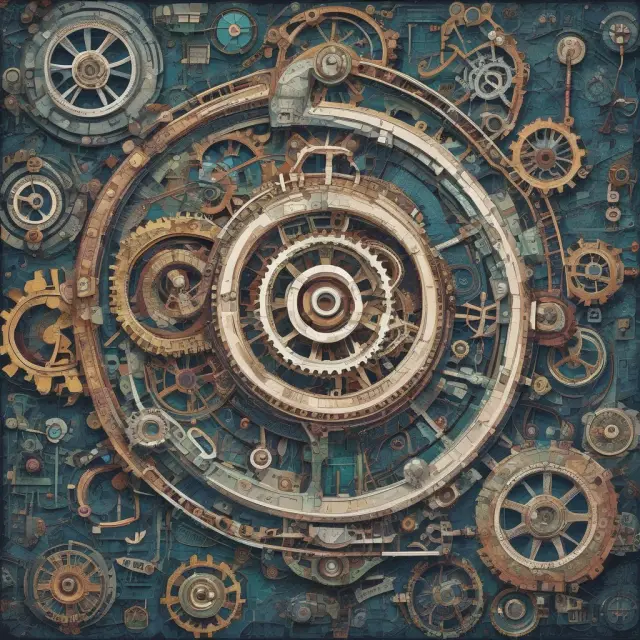 A metaphorical mosaic portraying durable goods orders data as a critical intersection of industrial activity, future trends, and investor decisions