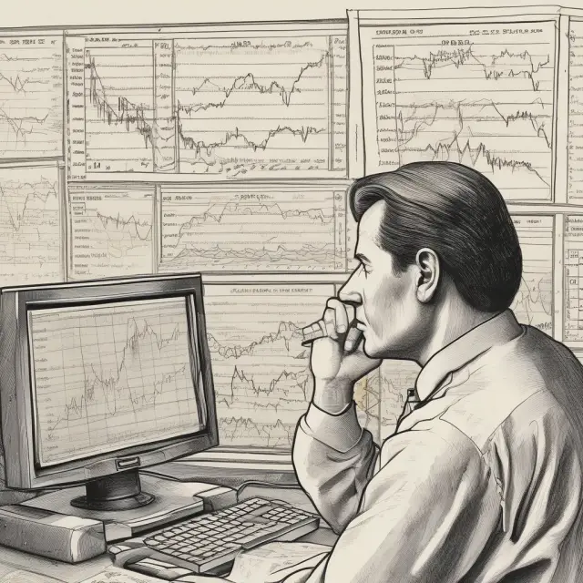 Analyst examining autocorrelated stock price data, uncovering trends and patterns for informed investment decisions