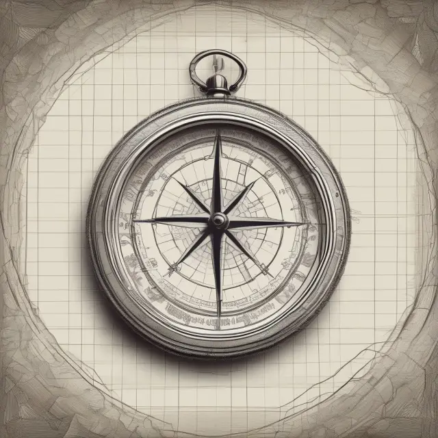An image of a compass with the Durbin Watson statistic symbol at its tip, navigating institutional investors through turbulent waters filled with autocorrelated financial data
