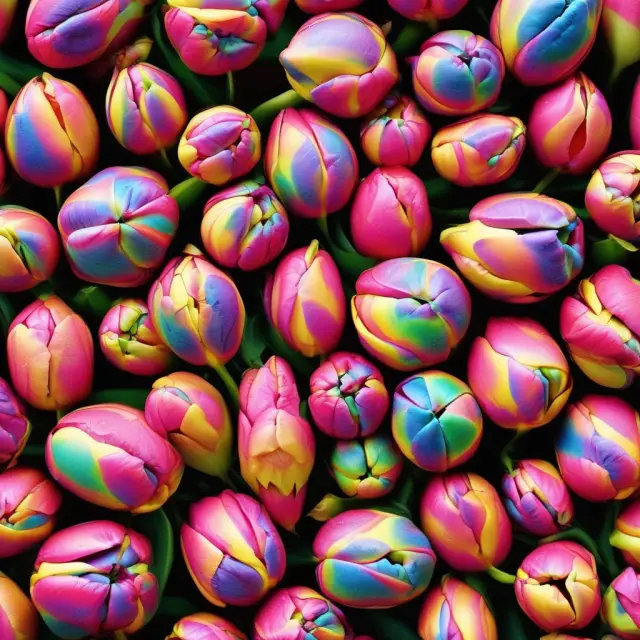 An image of an infected tulip bulb with unique, multicolored patterns driving demand and escalating prices during the Dutch tulipmania