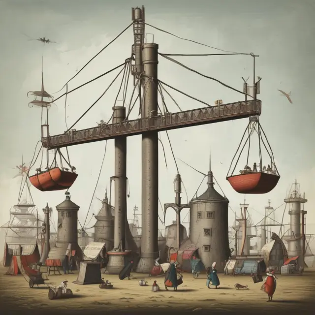 An image of scales with a resource-rich side lifting, while the non-resource side struggles to stay balanced, illustrating the challenges of Dutch Disease