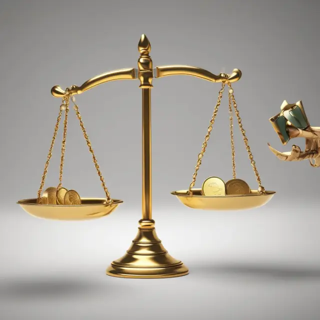 A golden scale balances securities and cash payments during a DVP transaction