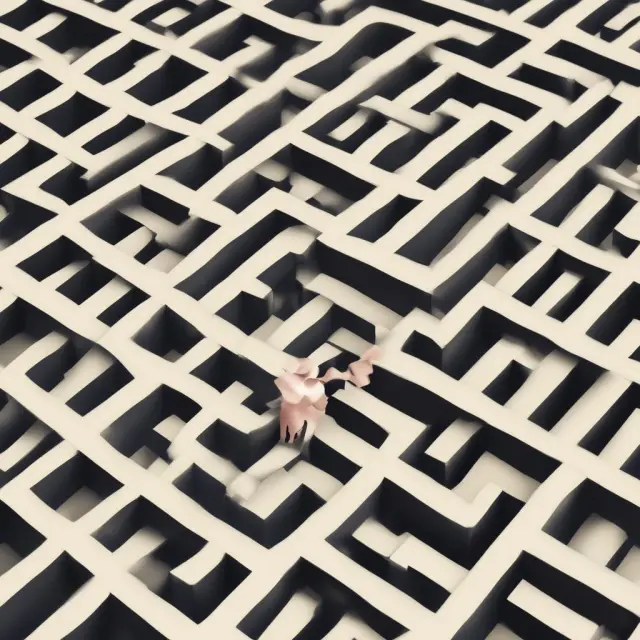 Scales symbolizing advantages (benefits) and challenges of Delivery Versus Payment system in a maze illustrating the complexities involved.